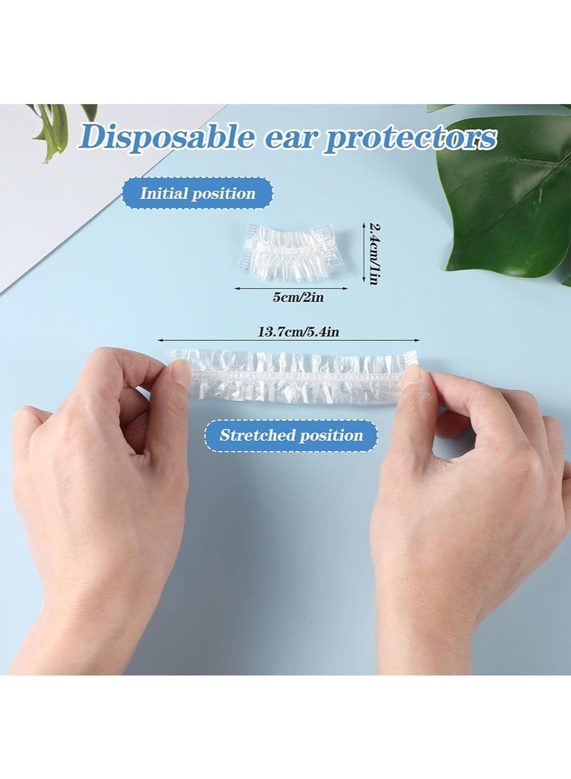 100 Pcs Shower Cap Disposable and 100 Pcs Disposable Ear Covers, Bath Caps Thick Waterproof High Density Elastic Big Hair Caps for Women Men Travel Spa Hotel Swimming Ear Covers Bathing Accessories - Image 3